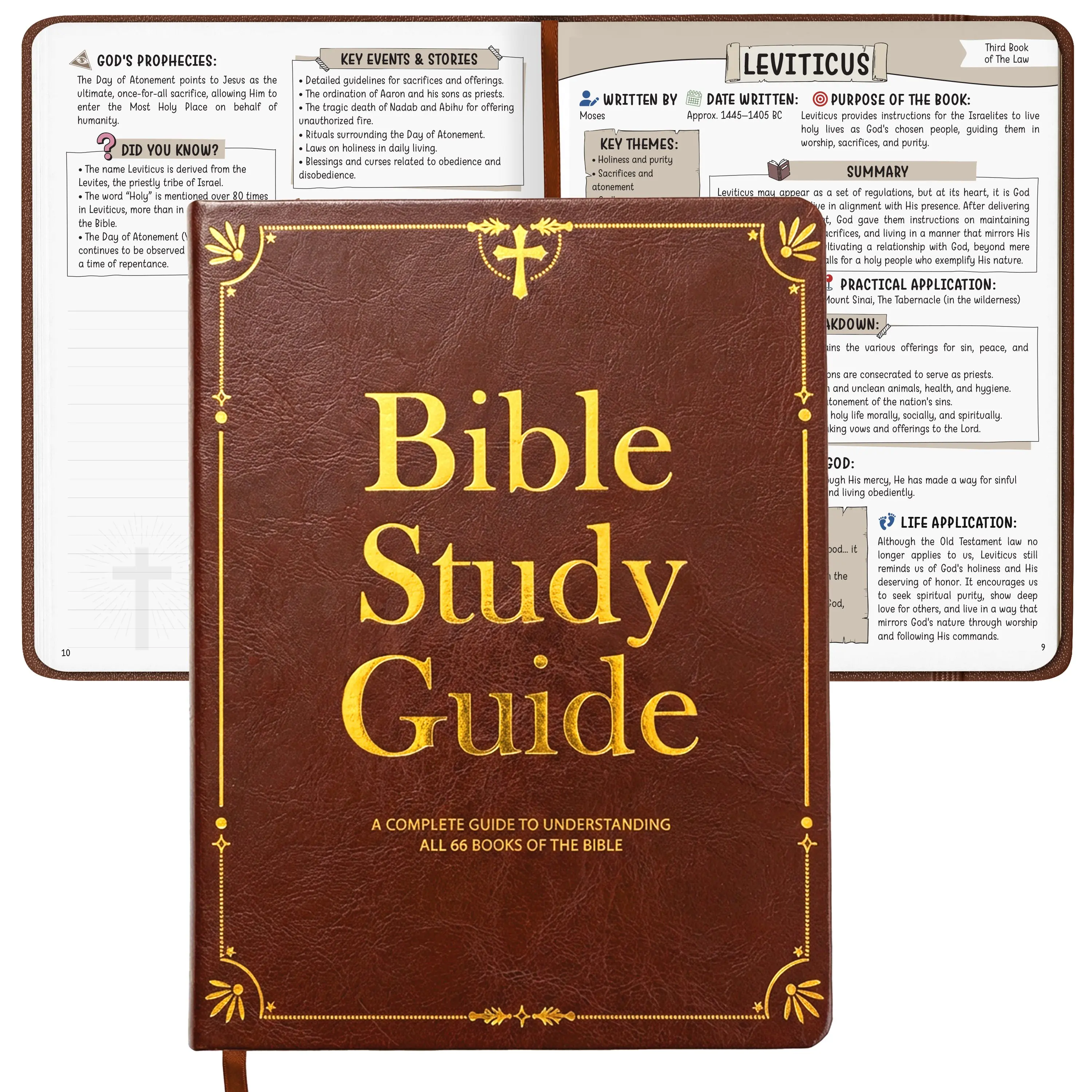 Bible Study Guide for Women & Men – Beginner-Friendly Study of All 66 Books with Life Application & Reflection Notes | Premium Lay-Flat Hardcover Devotional Journal