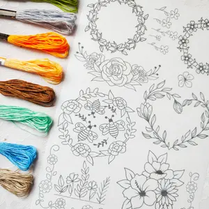 Floral Theme Water-Soluble Embroidery Pattern, Ideal for Sewing Enthusiasts, Embroidery Stabilizer, Craft Supplies for Clothing and Hats