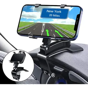 360 Degree Rotatable Car Phone Holder, Multifunctional One Hand Operation Clip-on Design Phone Holder, Universal Car Phone Navigation Holder