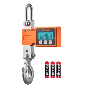 【FathersDayGift】VEVOR Digital Crane Scale, 1100 lbs/500 kg Max Capacity, Heavy Duty Industrial Hanging Scale with Cast Aluminum Case & LCD Display, 0.2 lbs Division & 3 Unit Switch, Auto-Off Setting for Garage