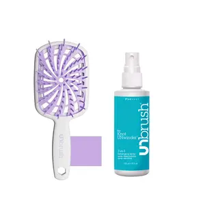 UNbrush Plus Detangling Brush by FHI Heat for Fragile Hair and Knot Unwinder 7 in 1 Detangling Spray Conditioning Detangler Haircare