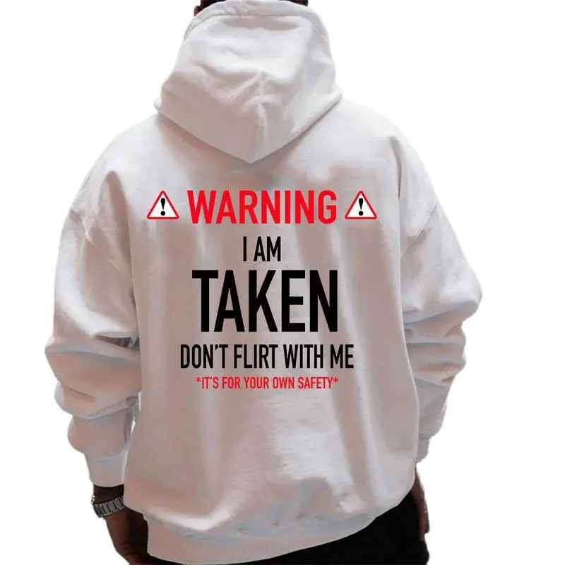 Unisex Loose Classic Soft Cotton Hoodie - Funny "Taken Don’t Flirt" Sarcastic Apparel, Flat Pullover Sweatshirt for Women’s Sports & Outdoor Activities, Sweatshirts, Clothes