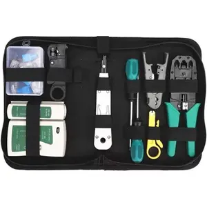 Network Tool Kit for Cat5 Cat5e Cat6, 11 in 1 Portable Ethernet   Kit with a Ethernet Crimping Tool, 8p8c 6p6c Connectors rj45 rj11 Cat5 Cat6  Tester, 110 Punch Down Tool