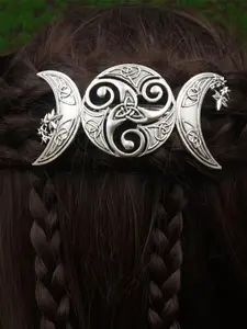Vintage Viking Celtic Knot Hair Clip, Witch Triple Moon Star Hair Accessory, Nordic Norse Style Jewelry, Valentine's Day Mother's Day Birthday Gift
