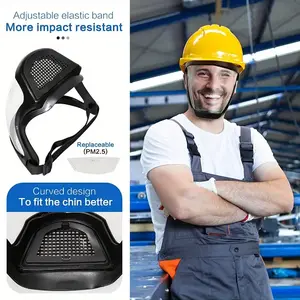 Adjustable Full Coverage Face Shield - 1pc Transparent Plastic Protective Screen With Air Vent And Breathing Valve, Comfortable Silicone Padding, Elastic Band For Kitchen And Industrial Use