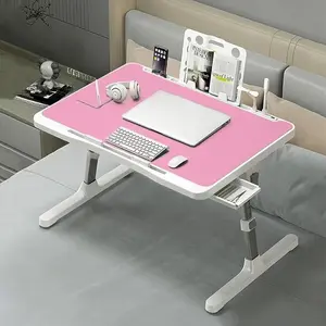 Ultra Large Adjustable Portable Laptop Bed Table with Multi Functional Tray Holder Cup Holder & Drawer Stable Durable Foldable Design for Eating Reading Writing on Beds Sofas Floors