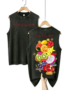 Women's Oversized Black Acid Wash Vintage Christian Muscle Tank Top - Fit, Soft, Breathable Cotton Piece, Distressed, Jeremiah 17:14 Print, Watercolor Worship Art, Light Rainbow Vibe, Grunge Spring Glowup Graphic Top for TikTokshop good tees