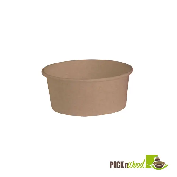 26 oz Round Kraft Paper Salad Bucket - Disposable, Grease-Res., Recyclable Kitchen Preserving Container with Durable Sides, Natural Look for Takeaway Food, To-Go Foods