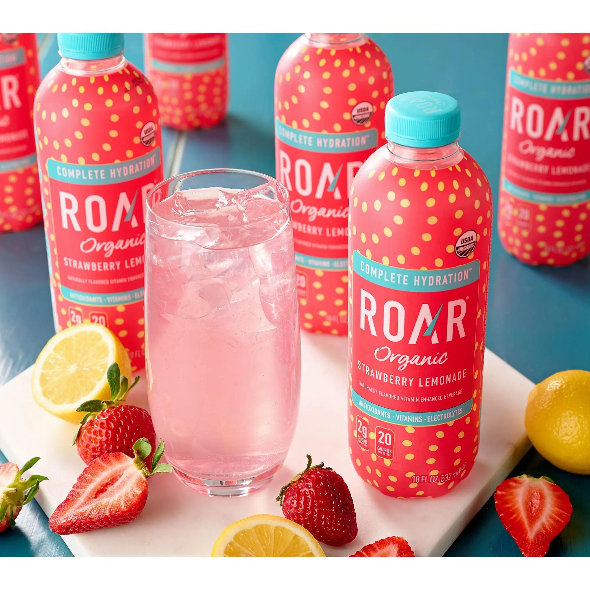 Roar Organic (24) 18-oz Bottles Vitamin & Electrolyte Beverages