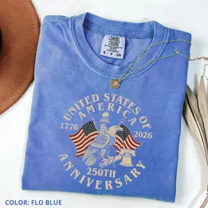 Comfort Colors USA 250th Anniversary Shirt, USA Flag Vintage T-Shirt, Usa 250th anniversary Independence Day Tee, 4th of July Patriotic Gift, Cotton Fabric