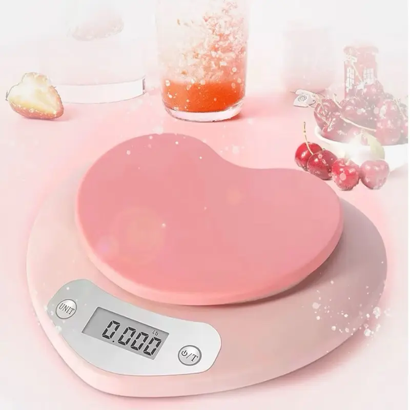 Pink Kitchen Scale Large LCD Tare Function 11 lbs Capacity 0.03 oz Precise Graduation Perfect for Baking Cooking ML Oz Unit for Liquids Solids Pink 5kg 1g