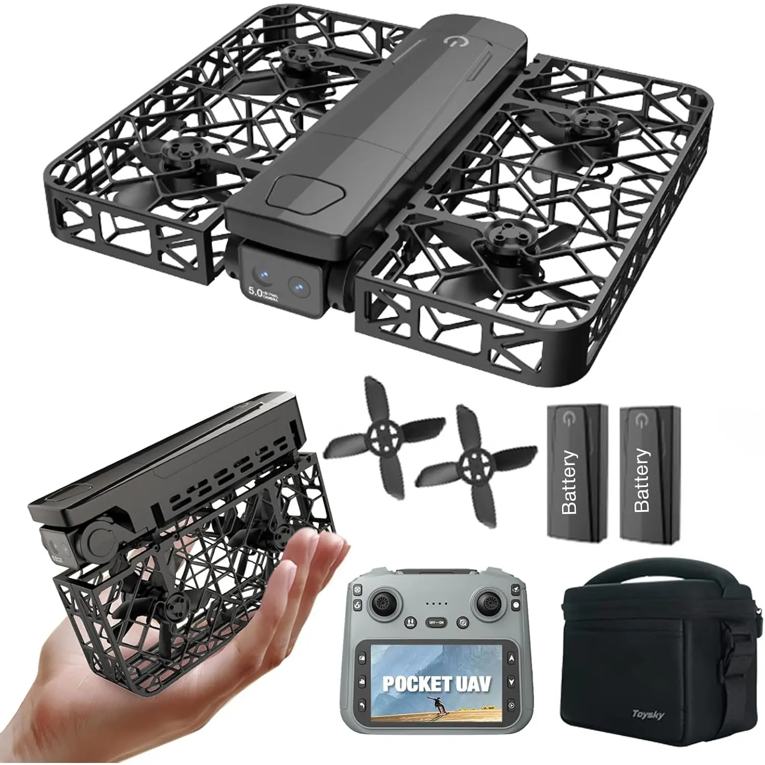 2K Dual Camera RC Drone with 4.5" LCD Screen Remote, No Phone Needed, Mini FPV Quadcopter for Adults, Brushless Motor, Under 249g, 2 Batteries, Optical Flow Hover, 360° Flip, Portable Remote Control Drone