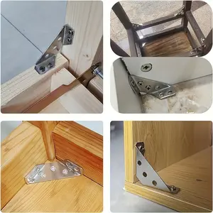 80-Piece Corrosion-Resistant 201 Stainless Steel Corner Brackets Set, Includes 10 Robust 90-Degree Angle Supports and 70 Screws, Easy Installation