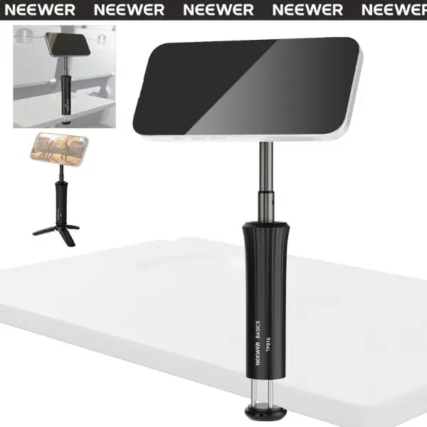 NEEWER TP016 Magnetic Airplane Phone Holder, 3-in-1 Travel Mini Tripod Compatible with MagSafe iPhone/Android, Clamp-on Airplane Tray Table Mount, 360° Rotation Extendable Stand for Flying, Travel, Vlogging, for daily vlog shooting
