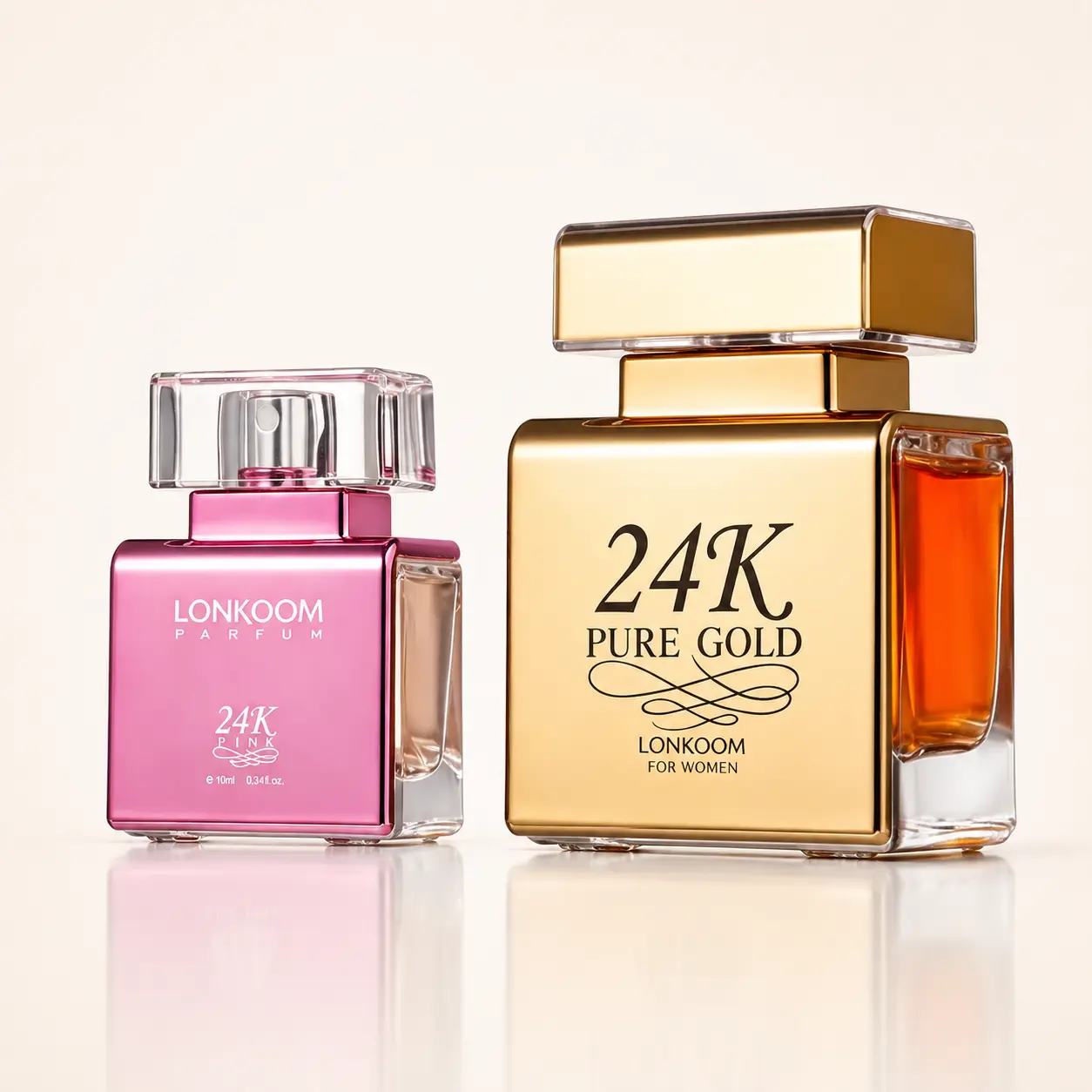 LONKOOM 24k Gold 100ml+10ml  Pink EDP Perfume for Women Sweet Vanilla & Sweet Fruity Perfume Fragrance gifted package summervibes