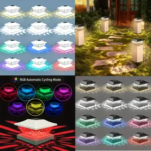 24pcs Set with Solar Pole Cap Light, Warm/7 Color 2 Modes, Bright Solar Pole Light, Outdoor Fence Pole Cap Light, Outdoor Pole Cap Light, Solar Deck Light, Suitable for Garden Decoration with 4/4.5/5 Columns, Optional 6/8/12pcs Set Valenines