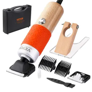 summervibes 200W Speed-Adjustable Electric Carpet Trimmer, Beginners-Friendly Carpet Carving Clippers with Shearing Guide, Wooden Handle, 2 Ceramic Blades for Handmade Rug Cleaning and Tufted Rugs