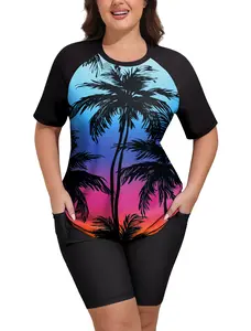 AROLINA Women's 2-Piece Short-Sleeve Rash Guard Swimsuit, UPF 50, Sports & Outdoor Surfwear