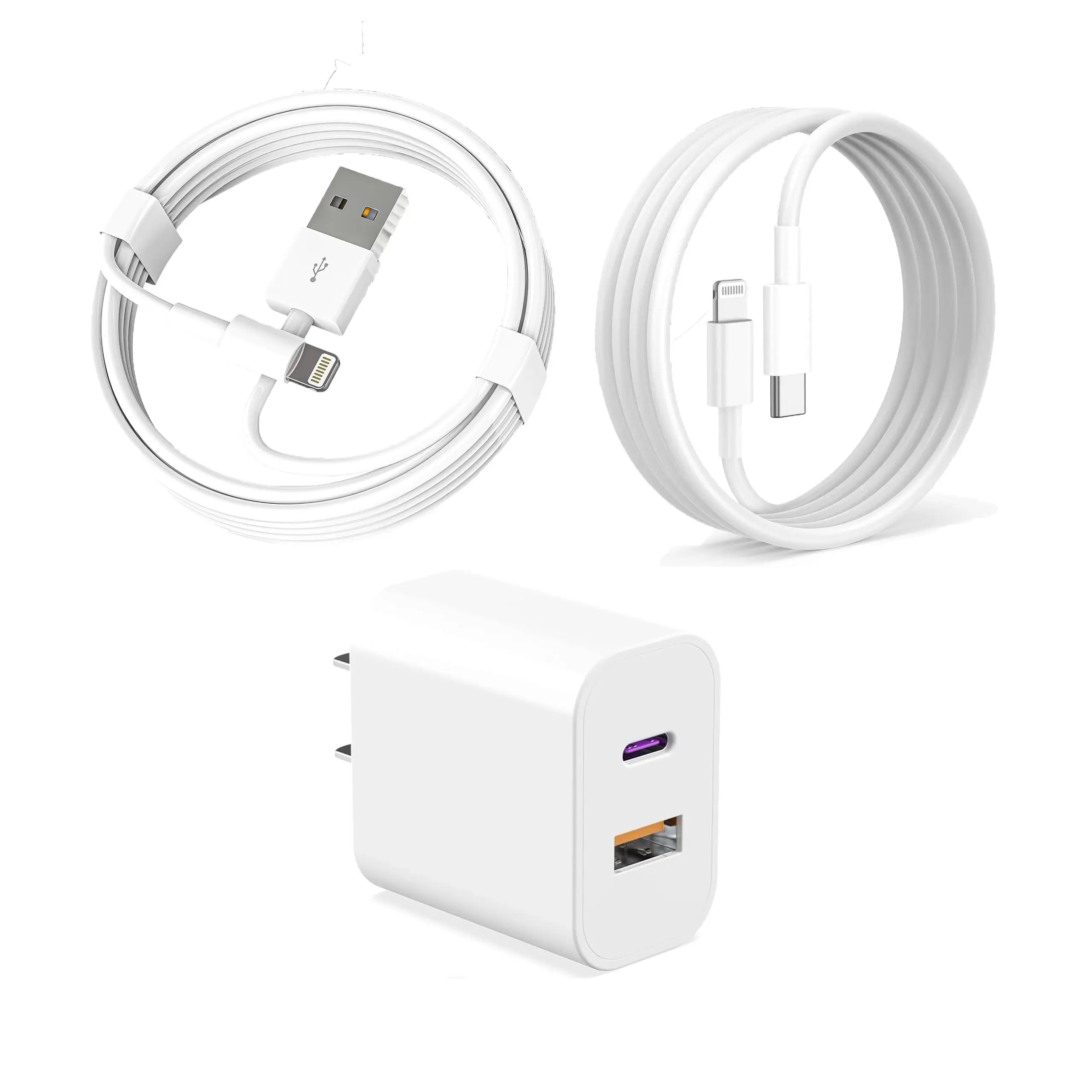 JAYUANONE USBA&C Charger, for iPhone 14 Charger, 20W Dual Port USB Fast Wall Charger with 6ft USBA to Lightning&6ft USBC to Lightning Cable, iPhone 14/13/12/11 Pro Max/Xs Max/XR/X,iPad Charging for Electronic Smartphone and Cellphone