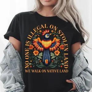 No One is Illegal on Stolen Land Shirt, Antiracist T-Shirt, Pro Immigrant Tee, Human Rights Top, Abolish ICE, Social Justice Activism Gift