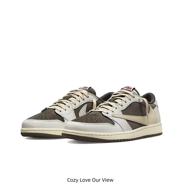 Off White Dark Brown Two-Tone Leather Low Top Casual Sneakers Beige Inverted Swoosh Logo Vintage Beige Rubber Outsole Daily Walking Trainers for Men Women Street Fashion