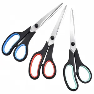 LMMAKE 3-Pack All-Purpose Scissors 7.9" Durable Stainless Steel Comfort-Grip for Paper Packages & More Ideal for Office Desk Sewing Home Crafts School Supplies