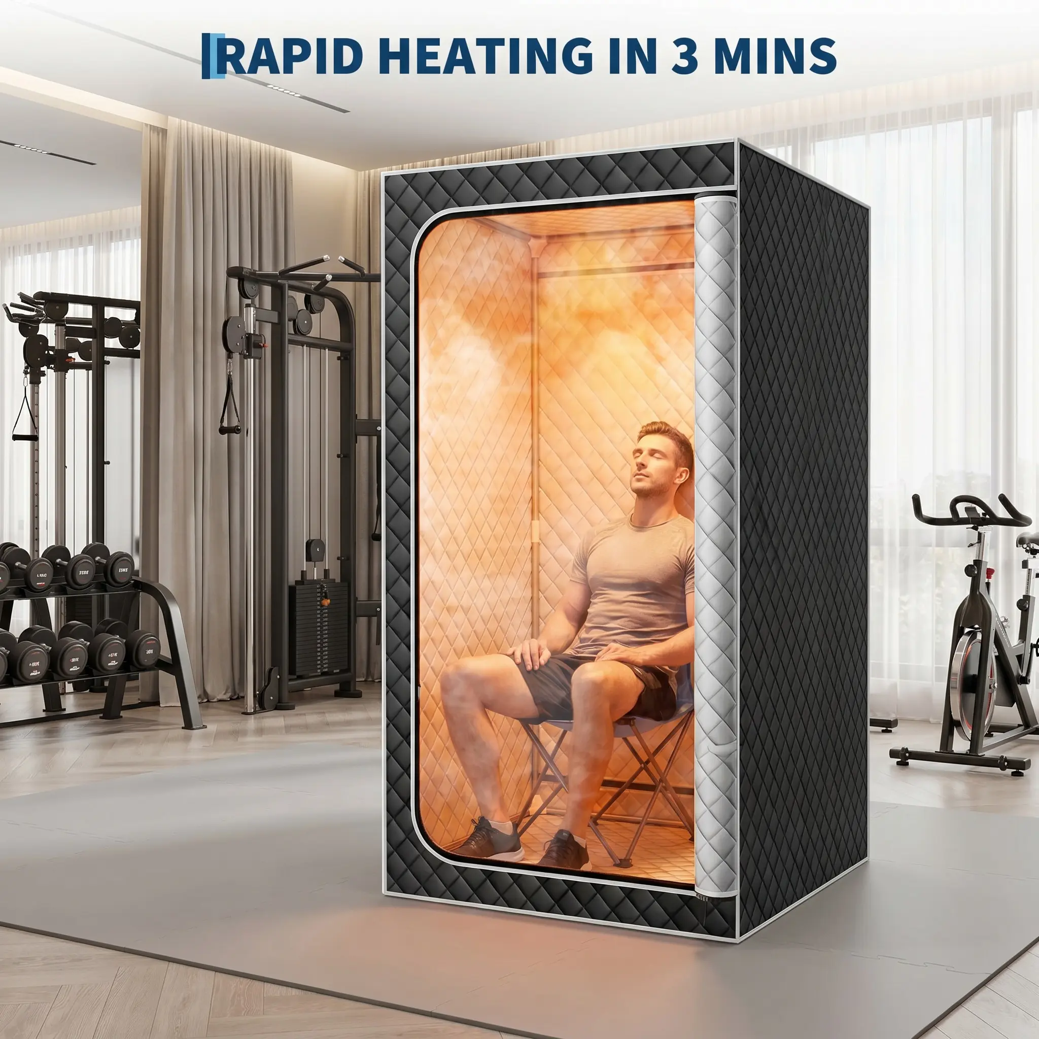 Garvee Portable Home Sauna Box with 10-Min Fast Heating,Single/Double-Person SPA Steam Sauna Tent Featuring 3L/1200W 、3L/1400WSteamer, 9 Adjustable Levels, Durable 600D Material, and Easy Foldable Setup for Relaxation