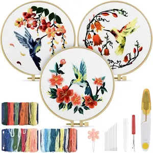 3 Pieces Embroidery Kit for Beginners, Needlepoint Kits for Adults,Needle Point Sets with Stamped Hummingbird Pattern Stitch - Home Improvement.