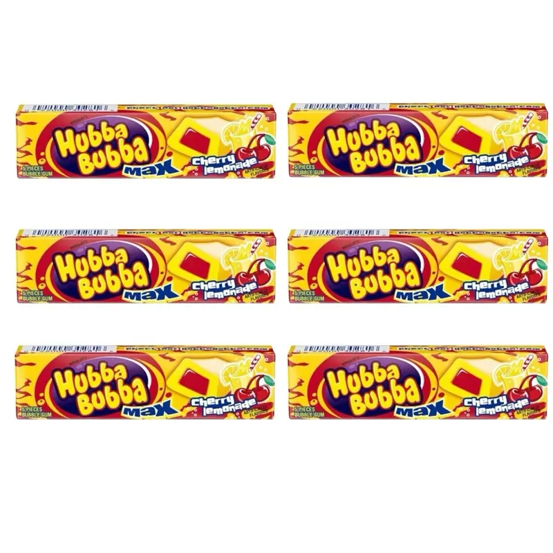 Hubba Bubba Max Cherry Lemonade Bubble Gum – 6 Pack, 30 pieces total