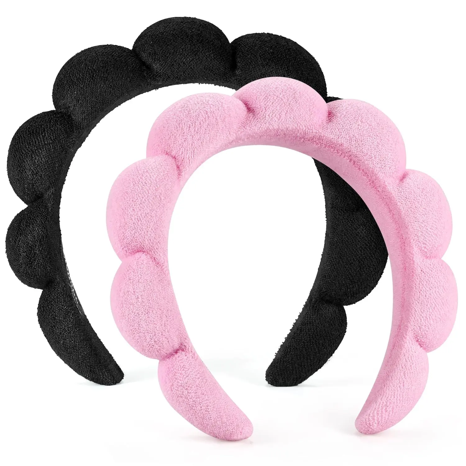 Spa Headbands for Washing Face or Facial, Set of 2 Skincare Headbands, Terry Cloth Headband Combo Pack - Puffy Makeup Headbands for Face Washing, Mask, Skin Treatment