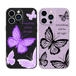 Butterfly Pattern Phone Case For IPhone 11 12 13 14 15 16 17Pro Max Mini XR XS X 7 8 Plus  Shockproof Silicone Phone Cases Gifts Soft Black Purple Cover