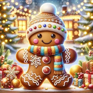 Cartoon Gingerbread Man Pattern DIY Diamond Arts Colorful Painting Kit without Frame, 5D Diamond Arts Colorful Painting Kit, DIY Wall Art Decor for Home