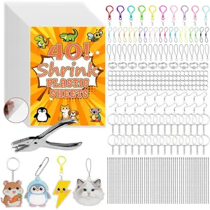 301 count Shrink Plastic Sheets Kit, 40 Shrink Paper Sheets 5.7 x 7.9 Inch with Earring, Ring and  Accessories for DIY Shrinky Art, Ornament, Craft Project,   and  Decor