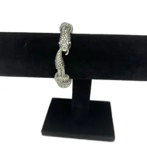 Crystal Snake Knot Bracelet with Snake Heads and Tail Hook Connector Handwoven Macrame Design with Rhinestone Rope
