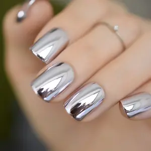 24-Piece Press-On Nail Set, Medium Gloss Finish, Glossy Nail Art, Easy Wear Acrylic Nails, Perfect for Daily Use & Parties, Metallic Sparkle, Glossy Fake Nails, Glittering Fake Nails