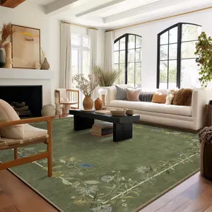 Area Rugs for Living Room: Washable Bedroom Rug Stain Resistant Non Slip Low Pile Ultra Soft Faux Wool Lightweight Vintage Rugs for Dining Room Kitchen Farmhouse Nursery Home Office Indoor