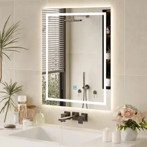 ZIYOO LED Bathroom Mirror 32”x24” Wall Mounted Vanity Mirror | Dimmable Backlit Mirror with Touch Control | UL Certified Anti-Fog Frameless LED Mirror for Bathroom, Bedroom, Dressing Room | Modern Smart Lighted Mirror