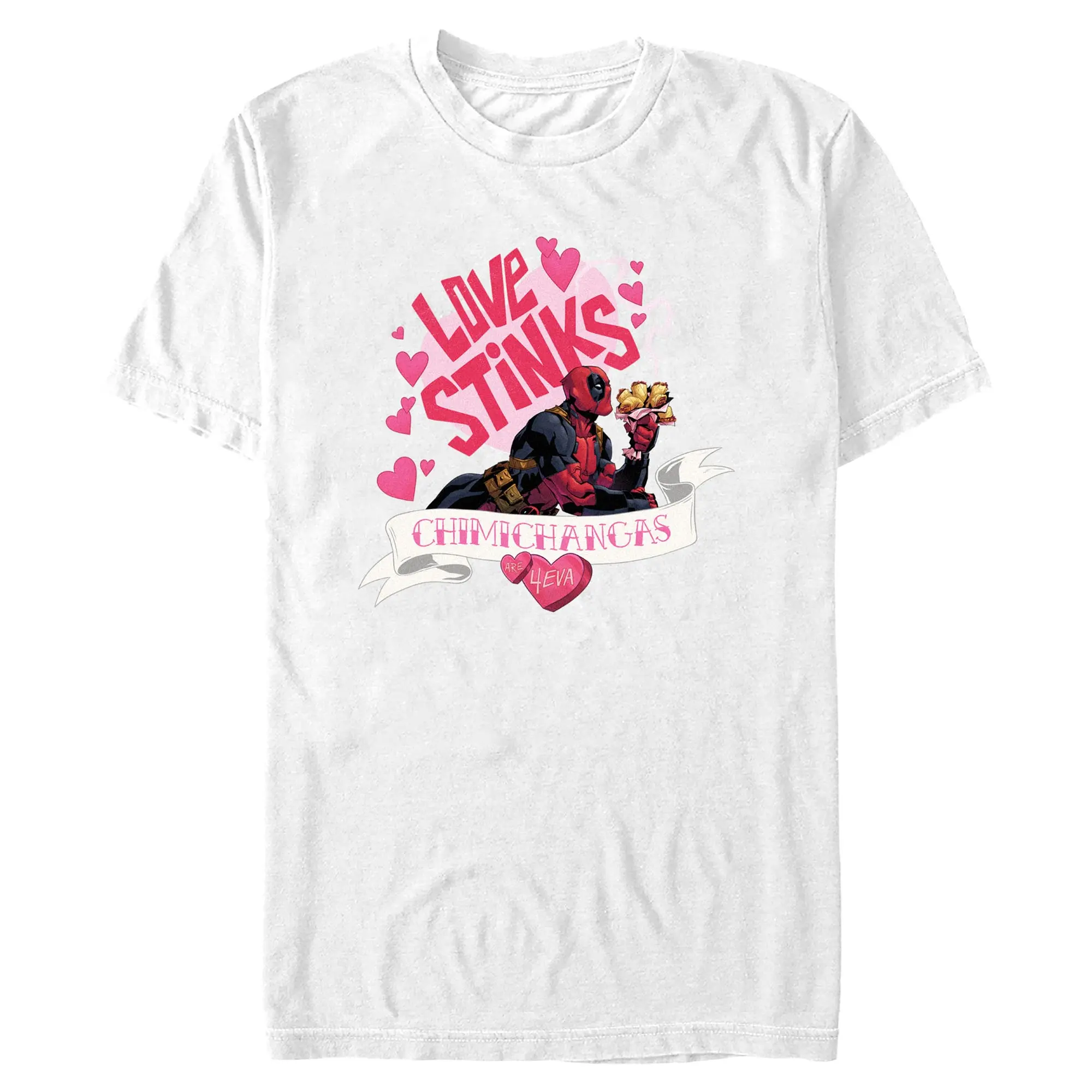 Men's Short-Sleeve Round Neck Marvel Deadpool "Chimichangas Are 4EVA" T-Shirt, Casual Matching Top