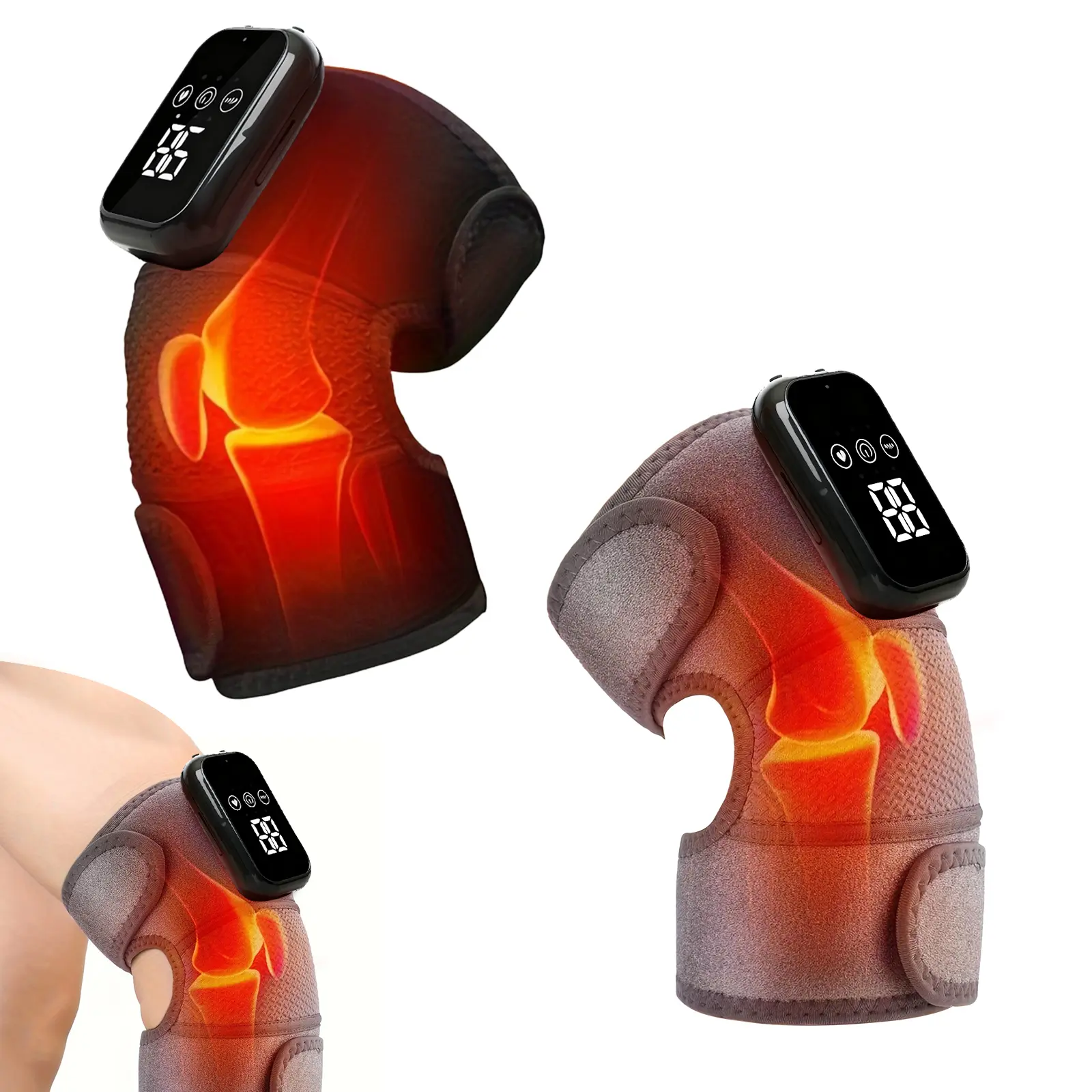 Cordless Multi-Joint Vibratory Massager - Rechargeable 5000mAh Battery Heating Pad, 3 Temperature Settings, 3 Vibration Modes, Ideal for Knee Pain Relief, Relaxing Gifts for Self Care, Wireless Personal Care Massage Device, Thanksgiving