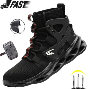 Work Shoes Breathable Steel Toe Safety Boots Lightweight Safety Work Shoes For Male Work Sneakers Security Footwear Men Indestructible Shoes Slip Resistant wear resistant Protective Boots