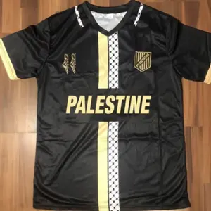 Palestine FC Keffiyeh Football Jersey | Palestine Map Design | Black Gold | Men's S–XXL