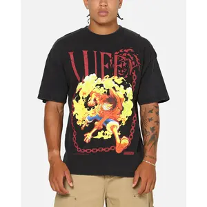 73Studio X One Piece Luffy Vintage T-Shirt Off Black