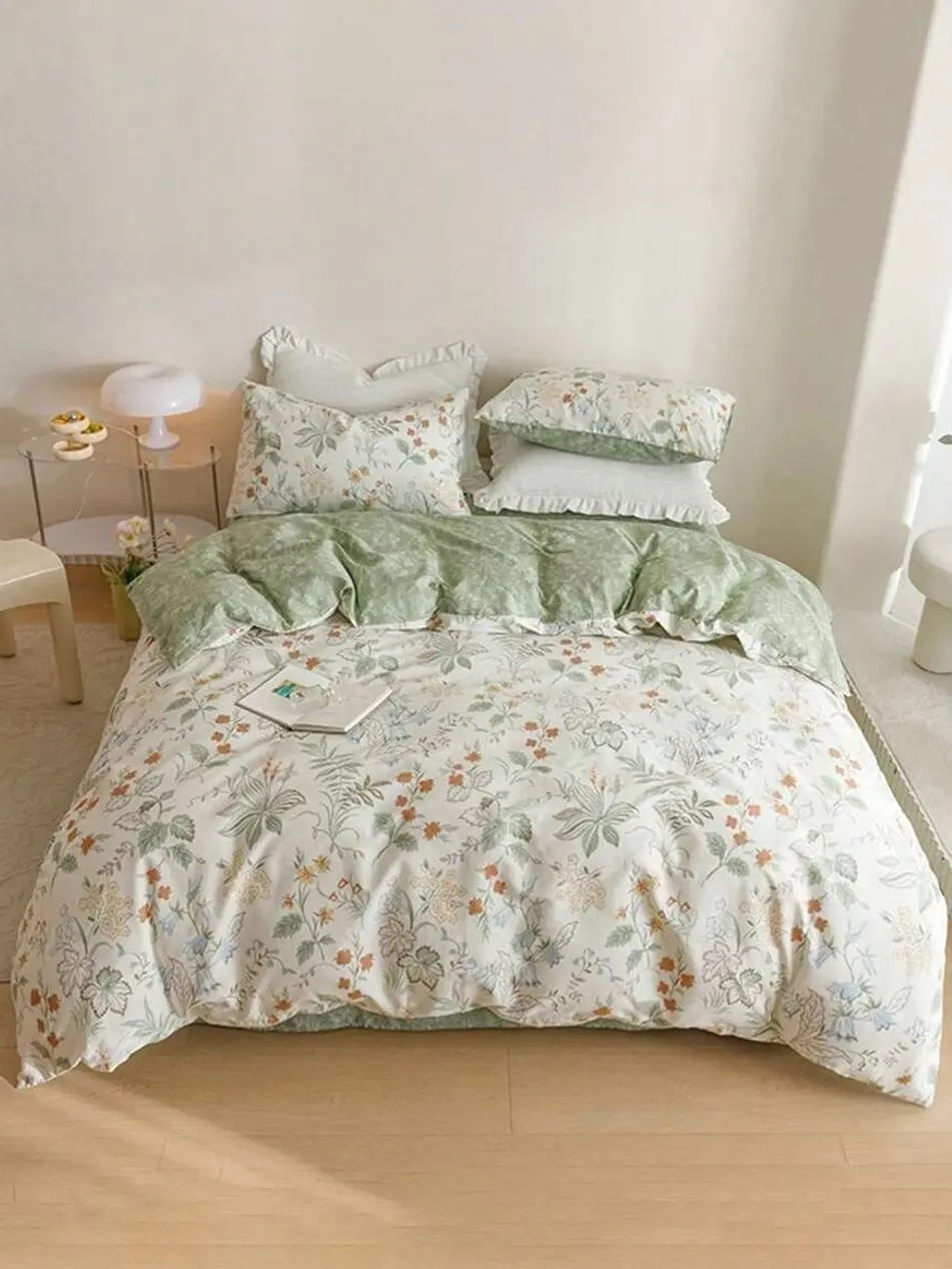 Floral Duvet Cover Set, 3PCS Soft Microfiber Bedding with 2 Pillowcases, Breathable, Fade & Wrinkle Resistant, Boho Farmhouse Bedroom Decor
