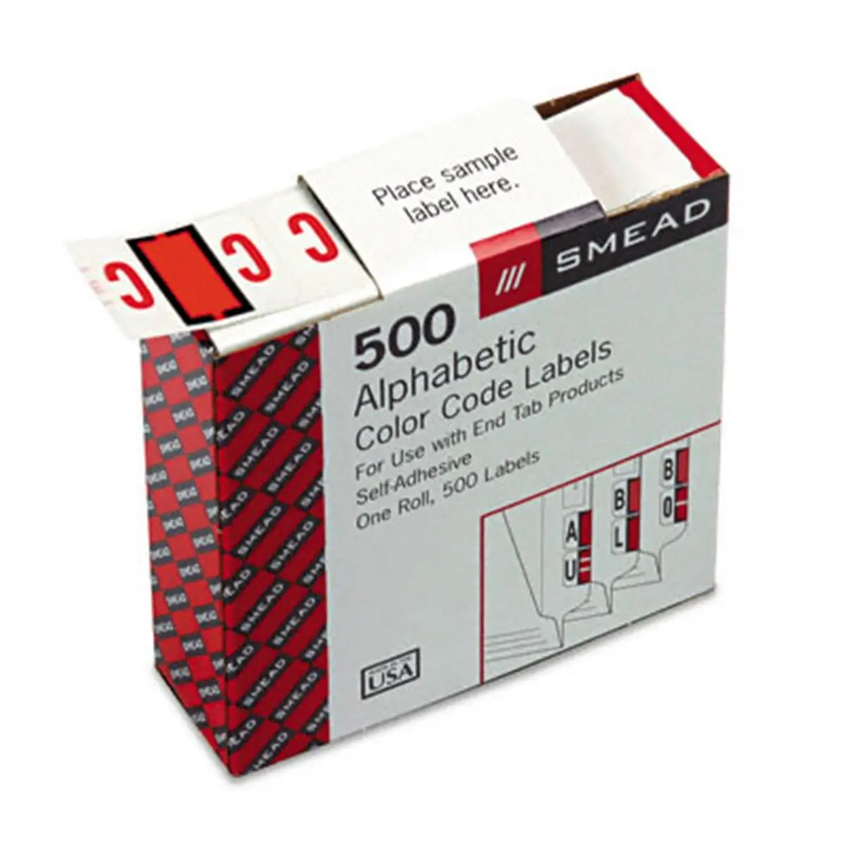 Smead 67073 Solid Numeric A-Z Color-Coded Bar-Style End Tab Labels, Letter C, Dark Orange, Self-Adhesive, 500 Labels/1 Roll, Use with Tab Products, One Roll, 500 Labels