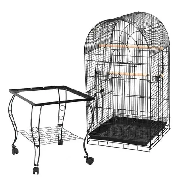 Zeny 64" Stable Arc-Shape Rolling Birdcage - European-Style, Easy-Cleaning Bird Supply for Medium/Small Parrots with Open Play Top, Parakeet Cage Setup