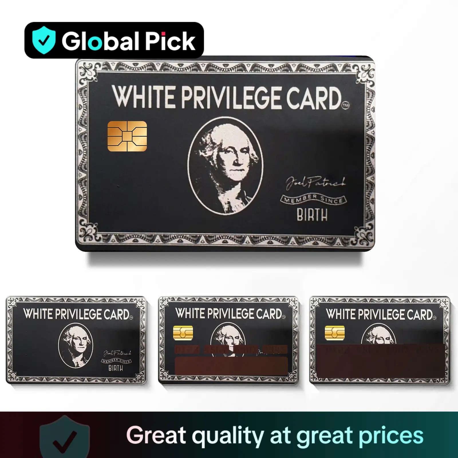White Privilege Card Design Credit Card Ultra Thin Skin Vinyl Sticker, 4 Counts/set Ultra-thin Skin Vinyl No Residue Sticker, Waterproof & Scratch Res