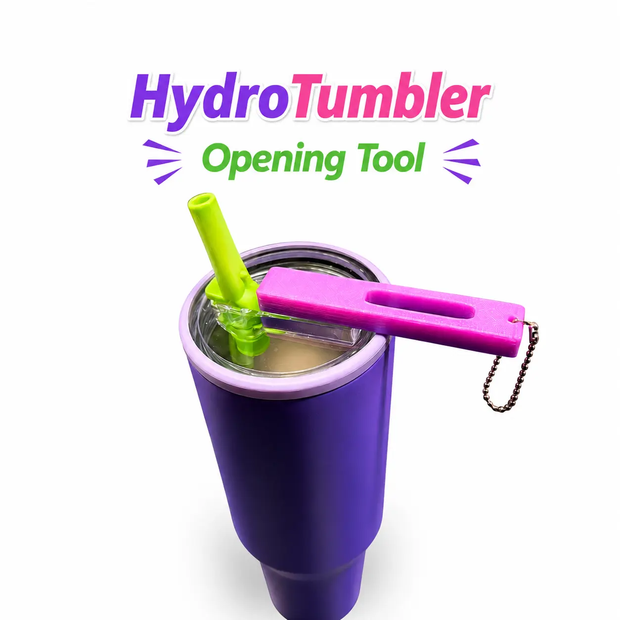 HydroTumbler Lid Removal Opener Tool - Compact, Ergonomic Plastic Kitchen Gadget for Kids, 20oz Tumblers, Long/Short HydroJug Fit, Handy Portable Accessory with Convenient Handle Clip