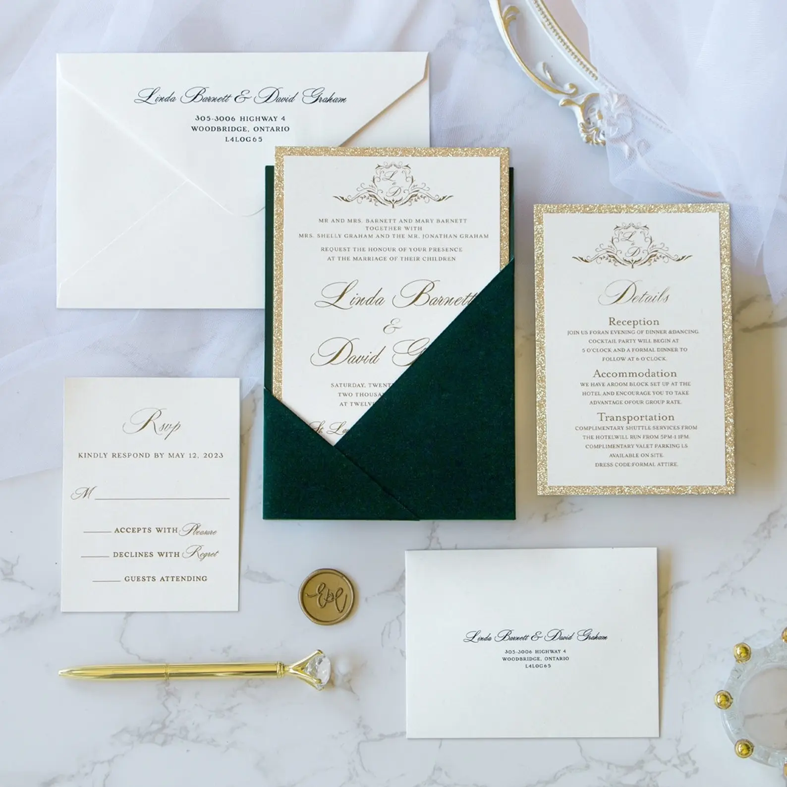 Velvet Invitation Pocket (Invitations Can Be Purchased Separately)