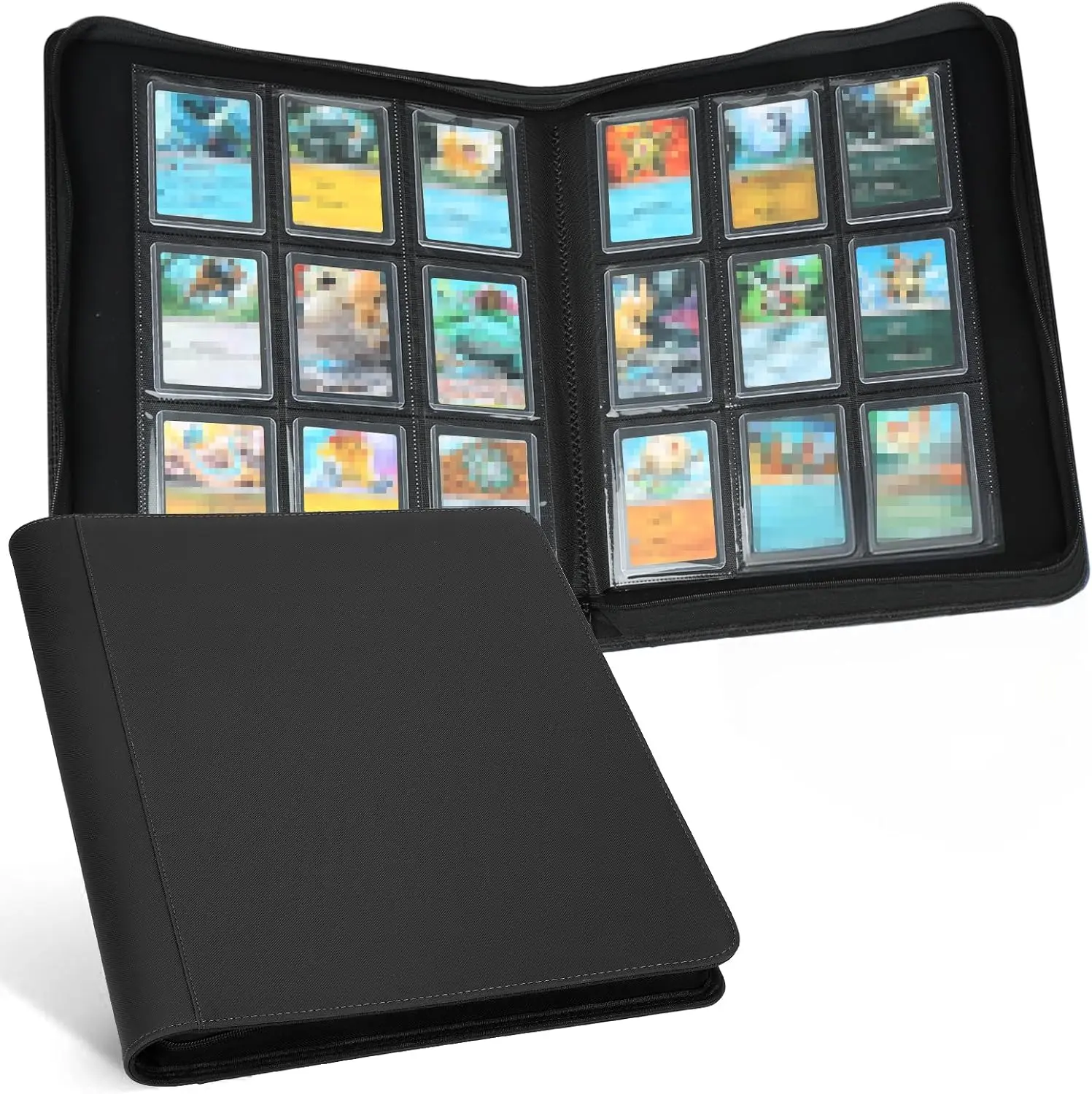 Diamond Blac Toploader Binder Holds 324 Toploaders 9 Pocket Top Loader Binders with Sleeves for 3 x 4'' Toploaders Double-Sided Pocket Top Loader Storage Binder Trading Card Binder