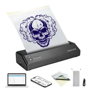 VEVOR Tattoo Transfer Stencil Printer,  , Wireless Bluetooth Tattoo Stencil Printer Machine with 10Pcs Transfer Paper and Cloth Bag, Portable Tattoo Printer for Android and iOS Phone, iPad and PC